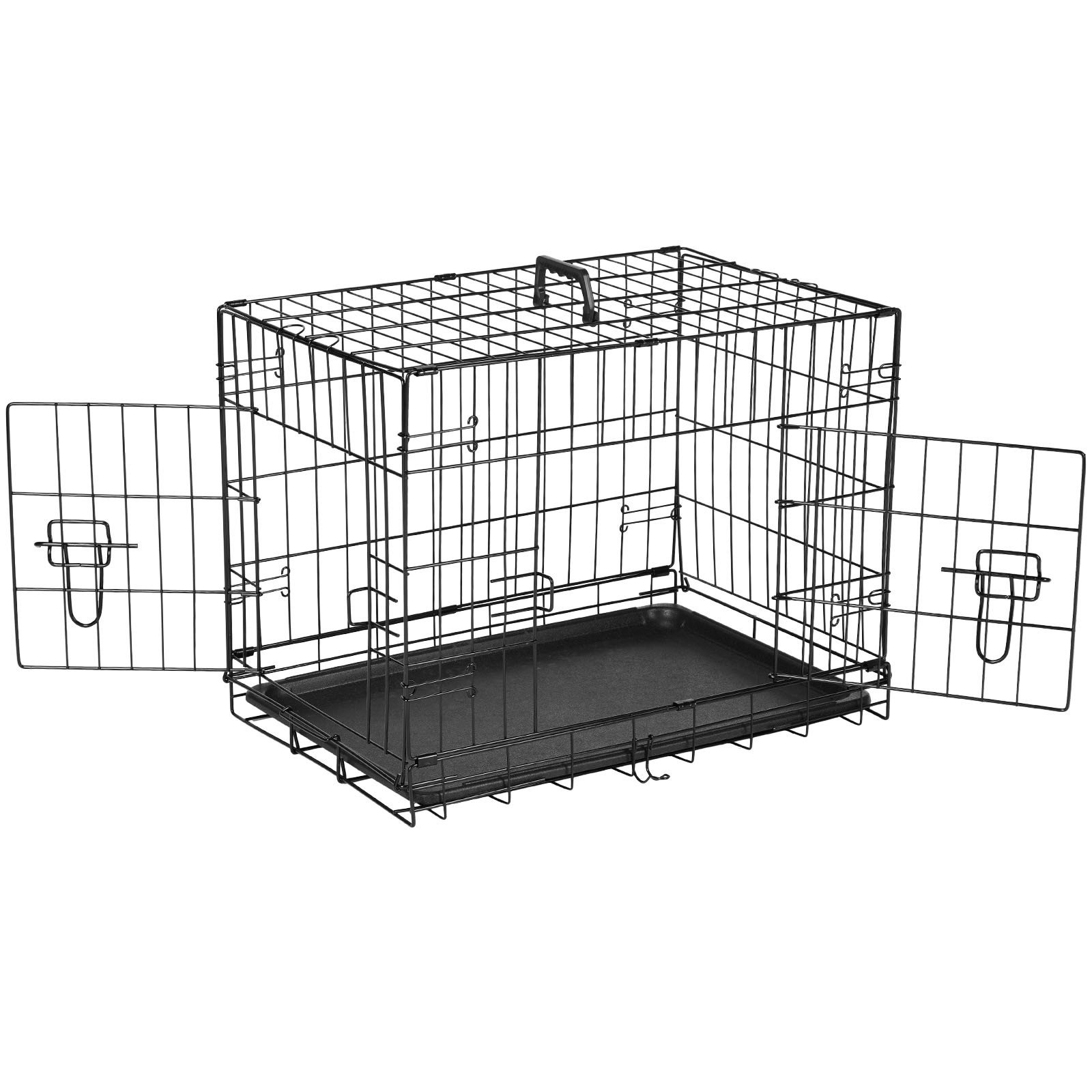 Dog Crate with Divider Panel,36 Inch Double Door Folding Metal Wire Dog Cage with Plastic Leak-Proof Pan Tray, Pet Kennel for Indoor Dog Crate with Divider Panel,36 Inch Double Door Folding Metal Wire Dog Cage with Plastic Leak-Proof Pan Tray, Pet Kennel for Indoor